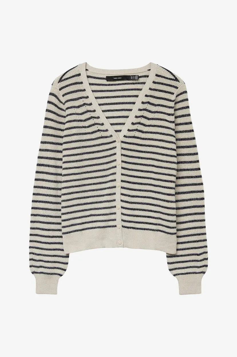 Vero Moda Kardigan vmNewlex Shine LS Short V-neck Card - Beige