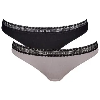 Sloggi Sloggi Truser 4P GO Ribbed Brazilian Svart/Grå økologisk bomull Large Dame