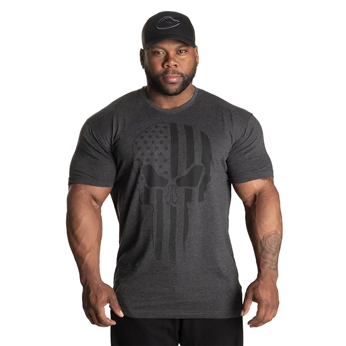 GASP Skull Standard Tee, Dark Grey Melange