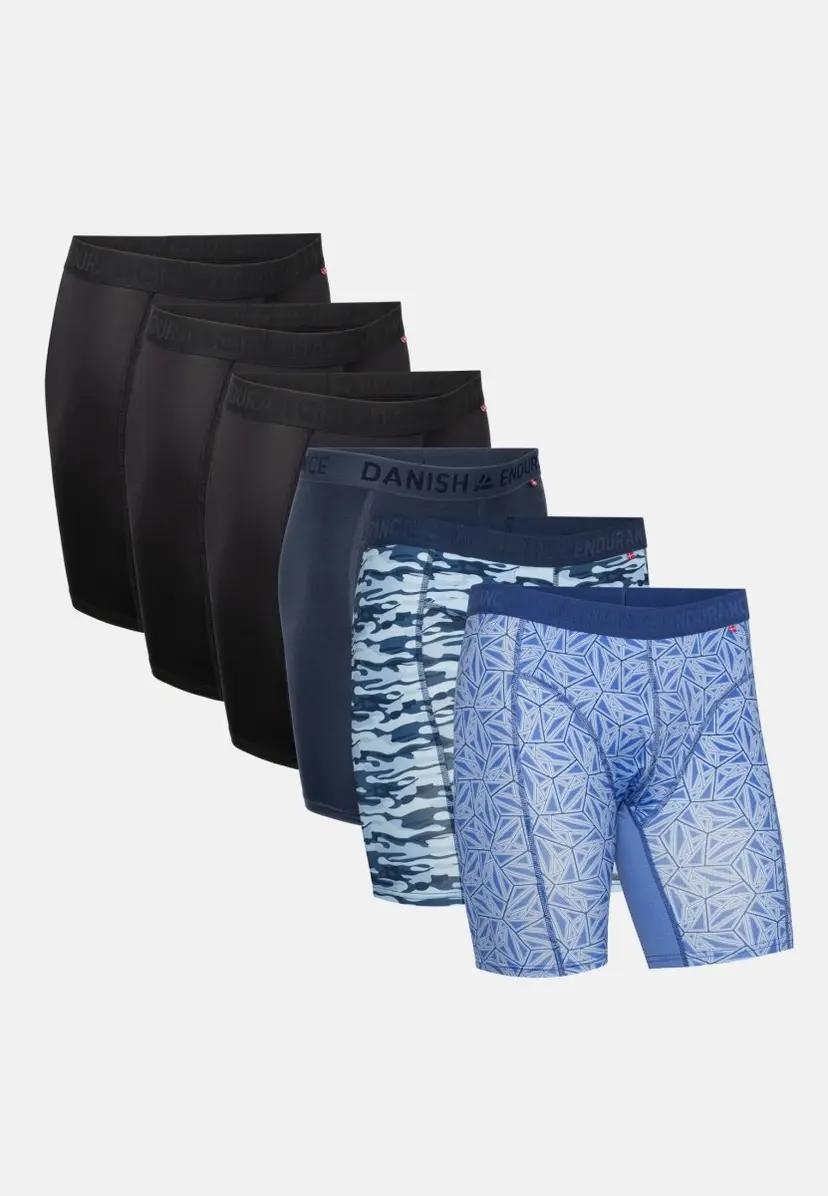 DANISH ENDURANCE DANISH ENDURANCE SPORT LANGE BOXERSHORTS, Sort | Blå | Blå Camo | Blå Mosaic, M