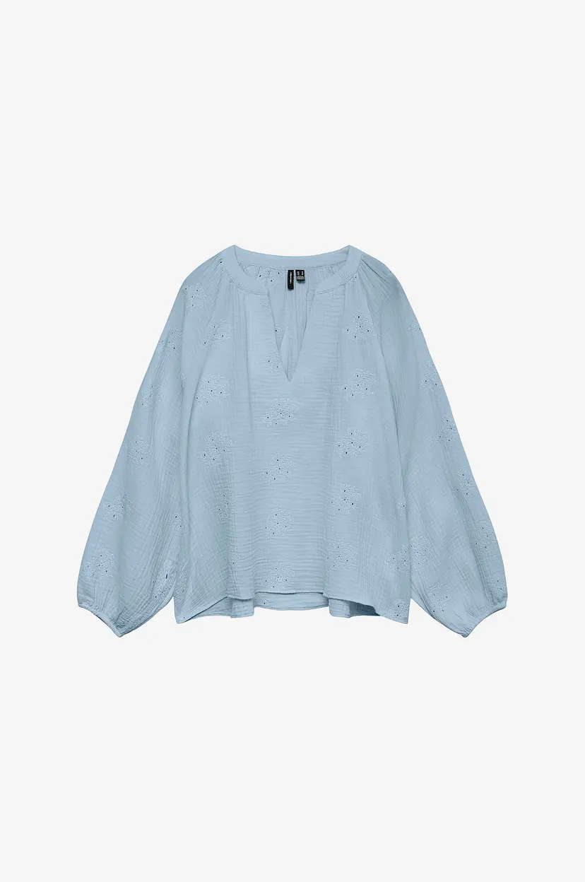 Vero Moda Bluse vmNatali LS Emb Top Wvn - Blå