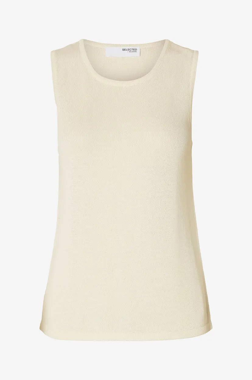 Selected Women Topp slfMoon Sus SL Knit Top B - Beige