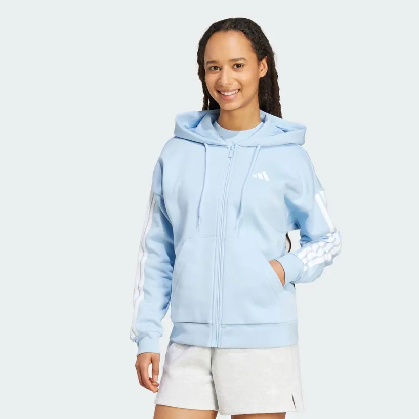 Adidas Essentials 3-Stripes Full-Zip Fleece Hettegenser