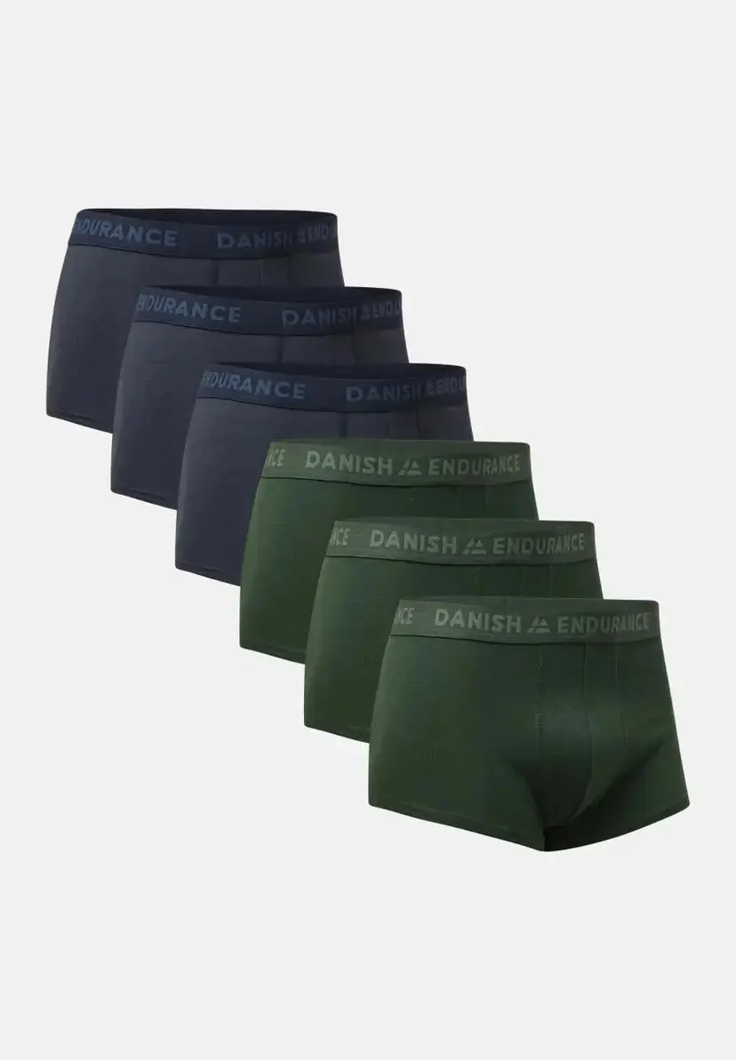 DANISH ENDURANCE DANISH ENDURANCE CLASSIC KORTE BOXERSHORTS, Navy Melange | Grøn Melange, M
