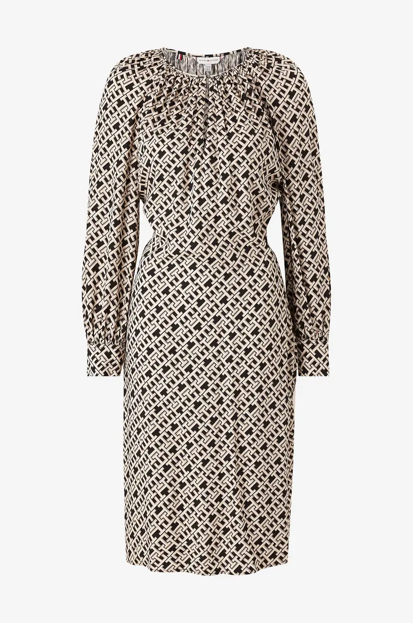 Tommy Hilfiger Kjole Amd Fluid Waisted Midi Dress - Beige