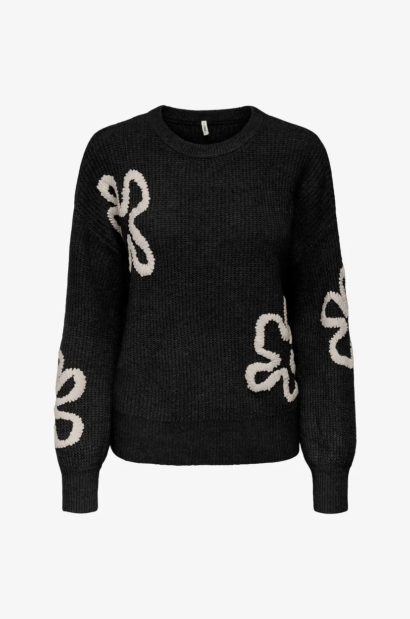 ONLY Pullover onlDaisy Life LS Stitch O-neck - Svart