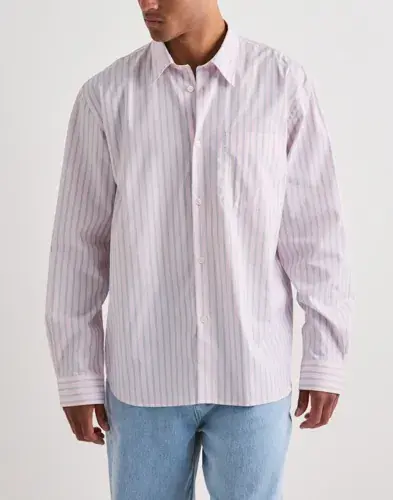 Selected Men Selected Men Slhrlxholger Stripe Ls Shirt Stripete skjorter Hvit