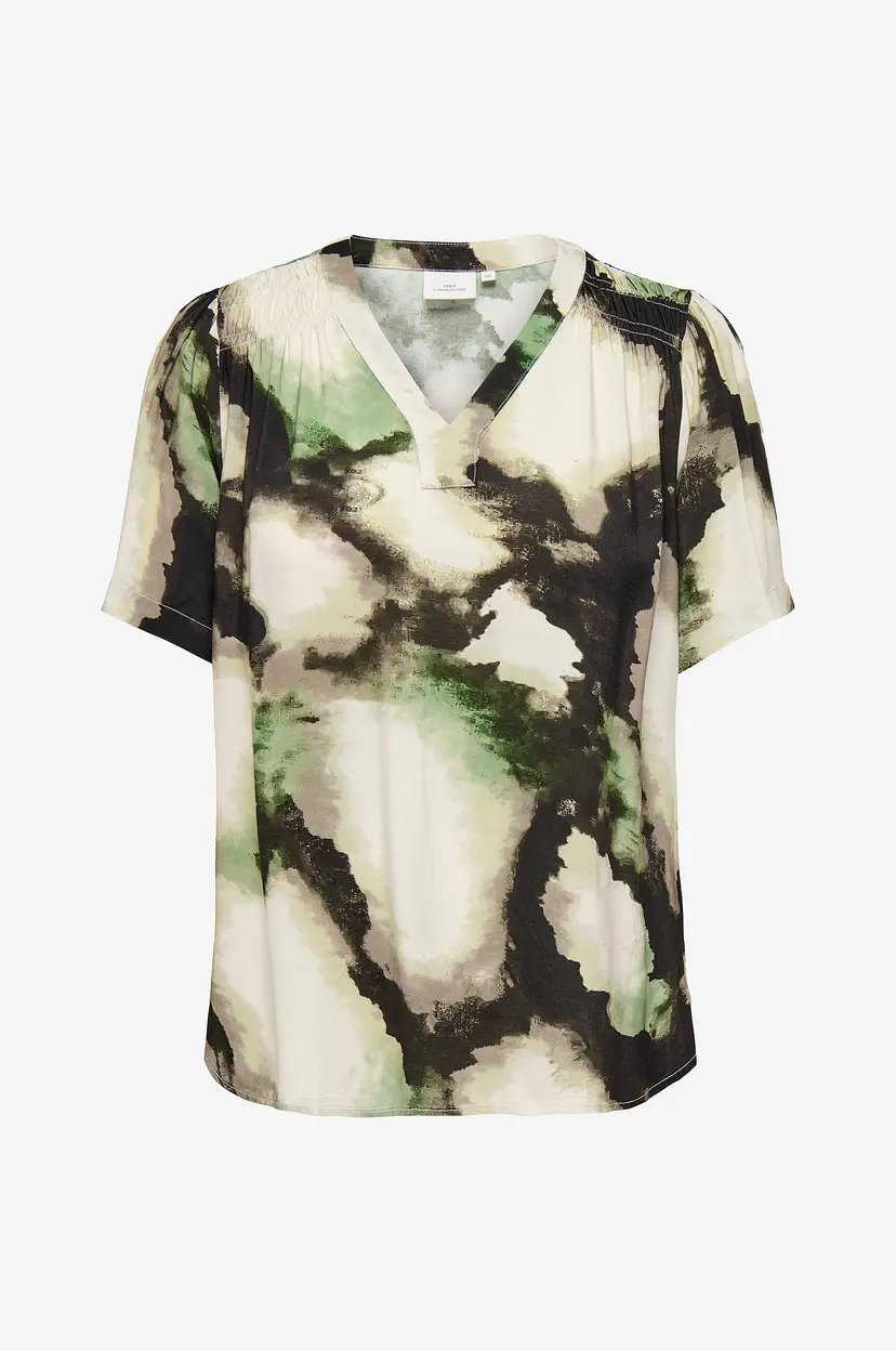 Only Carmakoma Bluse carKerstin S/S V-neck - Grå