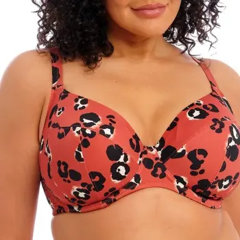 Elomi Elomi Kotiya Underwire Plunge Bikini Top Oransje/Svart F 80 Dame