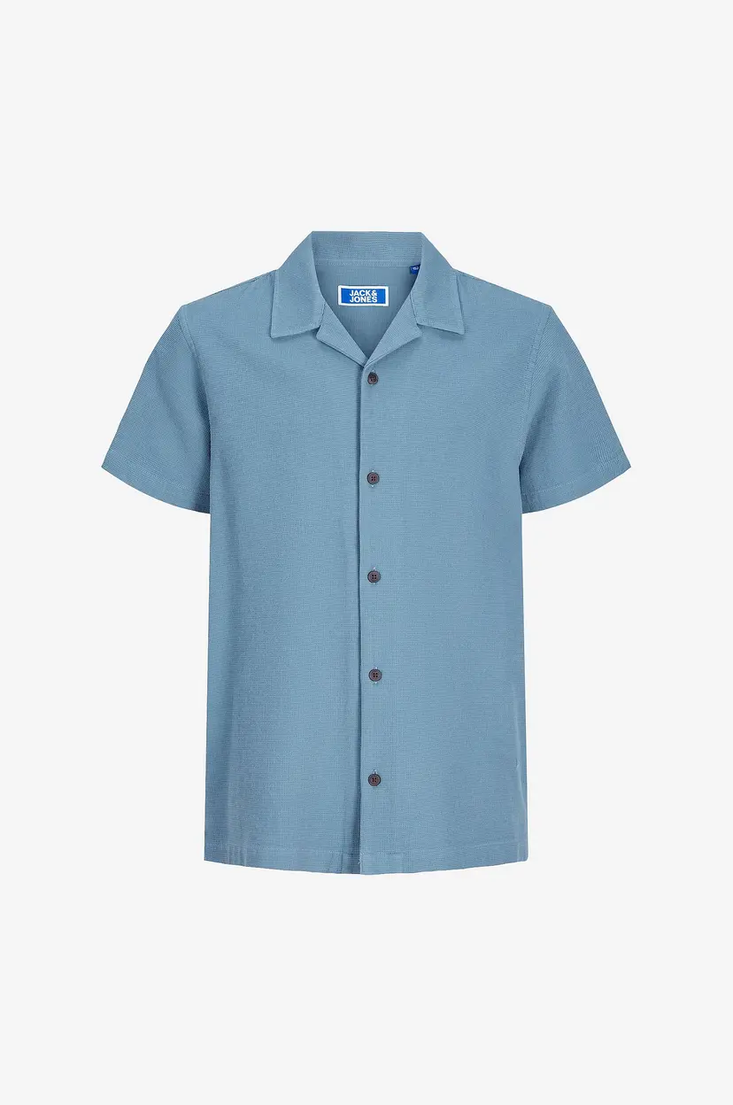 Jack & Jones Junior Skjorte jjGlobal Waffle Resort Shirt SS Jnr - Blå