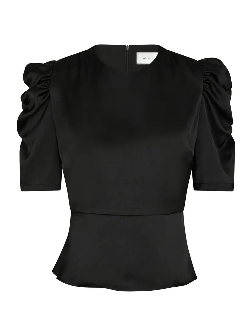 Neo Noir Benua Heavy Sateen Blouse - Black