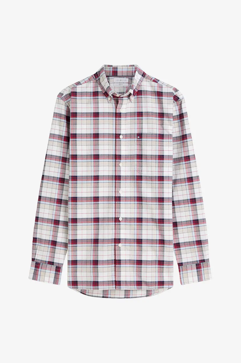 Tommy Hilfiger Skjorte Heritage Oxford Medium Check - Hvit