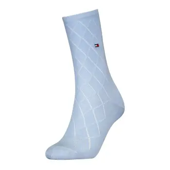 Tommy Hilfiger Tommy Hlfiger Women Premium Argyle Socks Strømper Lysblå Str 35/38 Dame