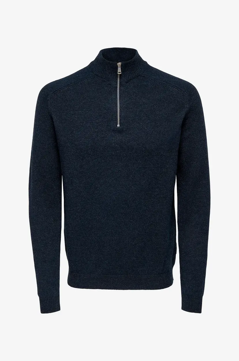 Only & Sons Genser onsEdward Reg 7 Wool Half Zip Knit - Blå