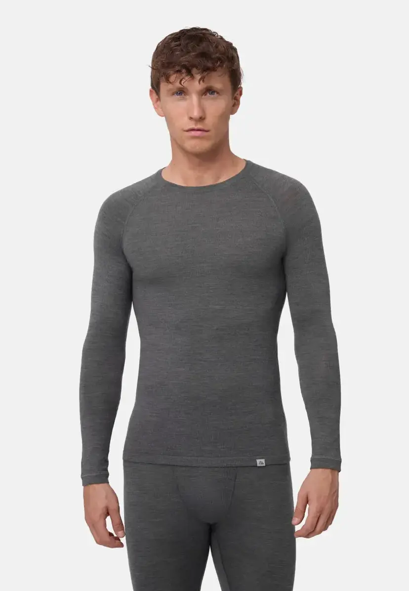 DANISH ENDURANCE MERINOULD SKIUNDERTRØJE TIL MÆND fra DANISH ENDURANCE, Mørkegrå, S, Merino baselayer til ski og vandring