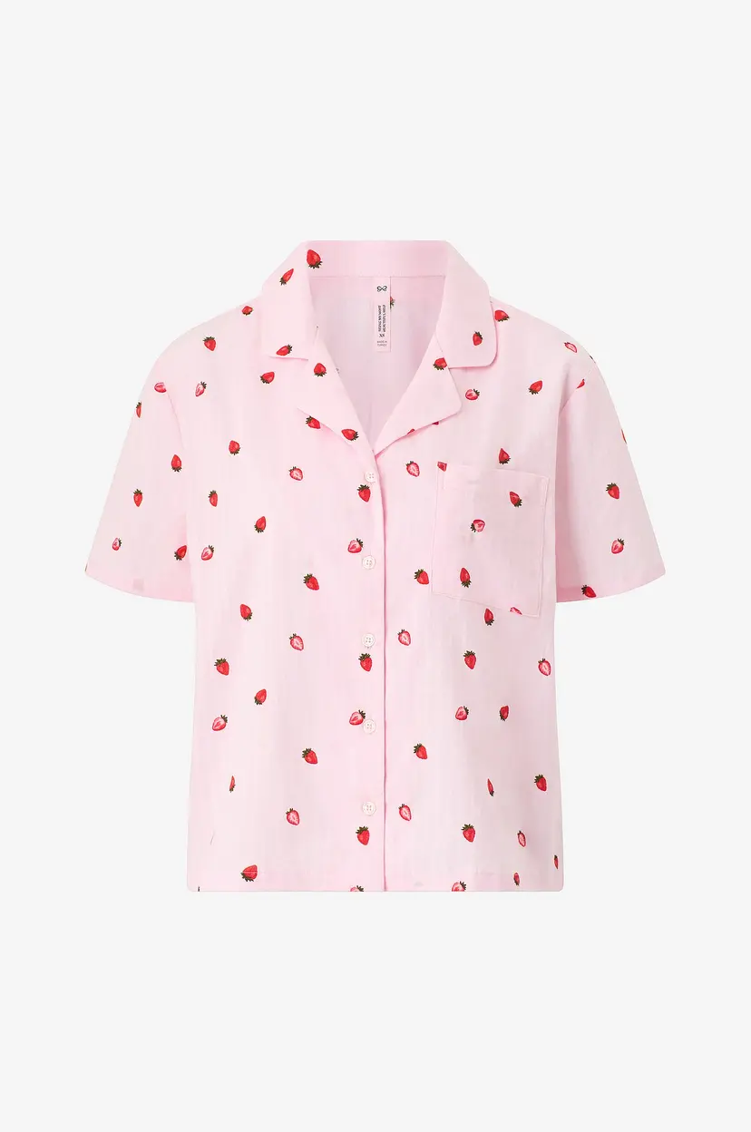 Hunkemöller Pysjamasskjorte Jacket SS Woven Print - Rosa