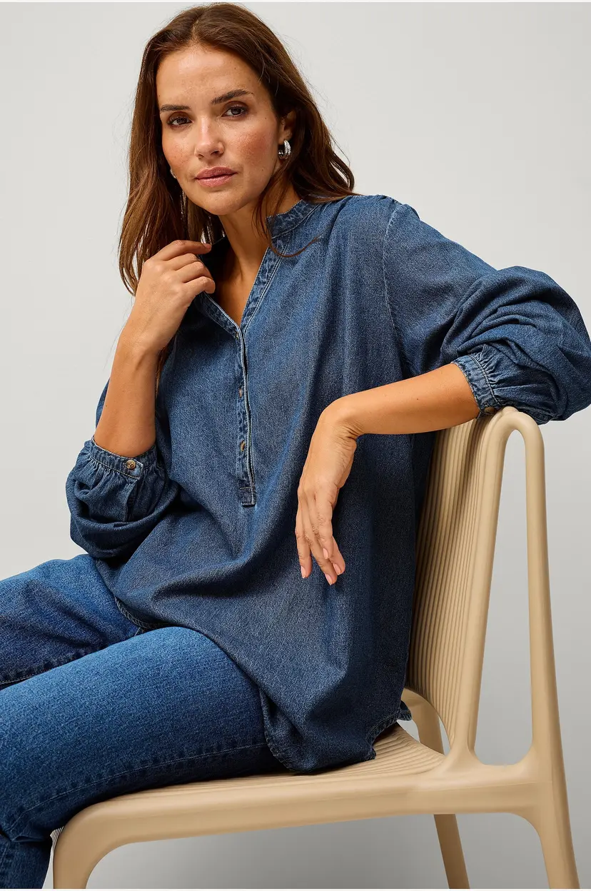 Ellos Plus collection Bluse i denim - Blå