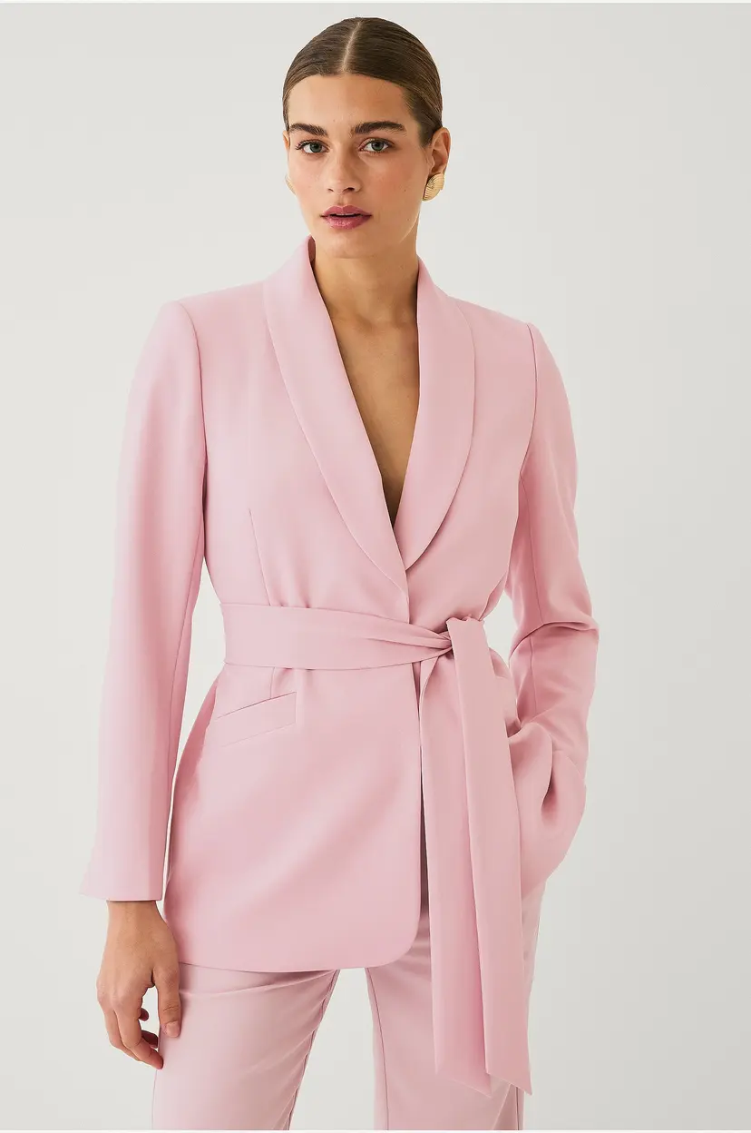 Ellos Collection Blazer med slips og sjalkrage - Rosa