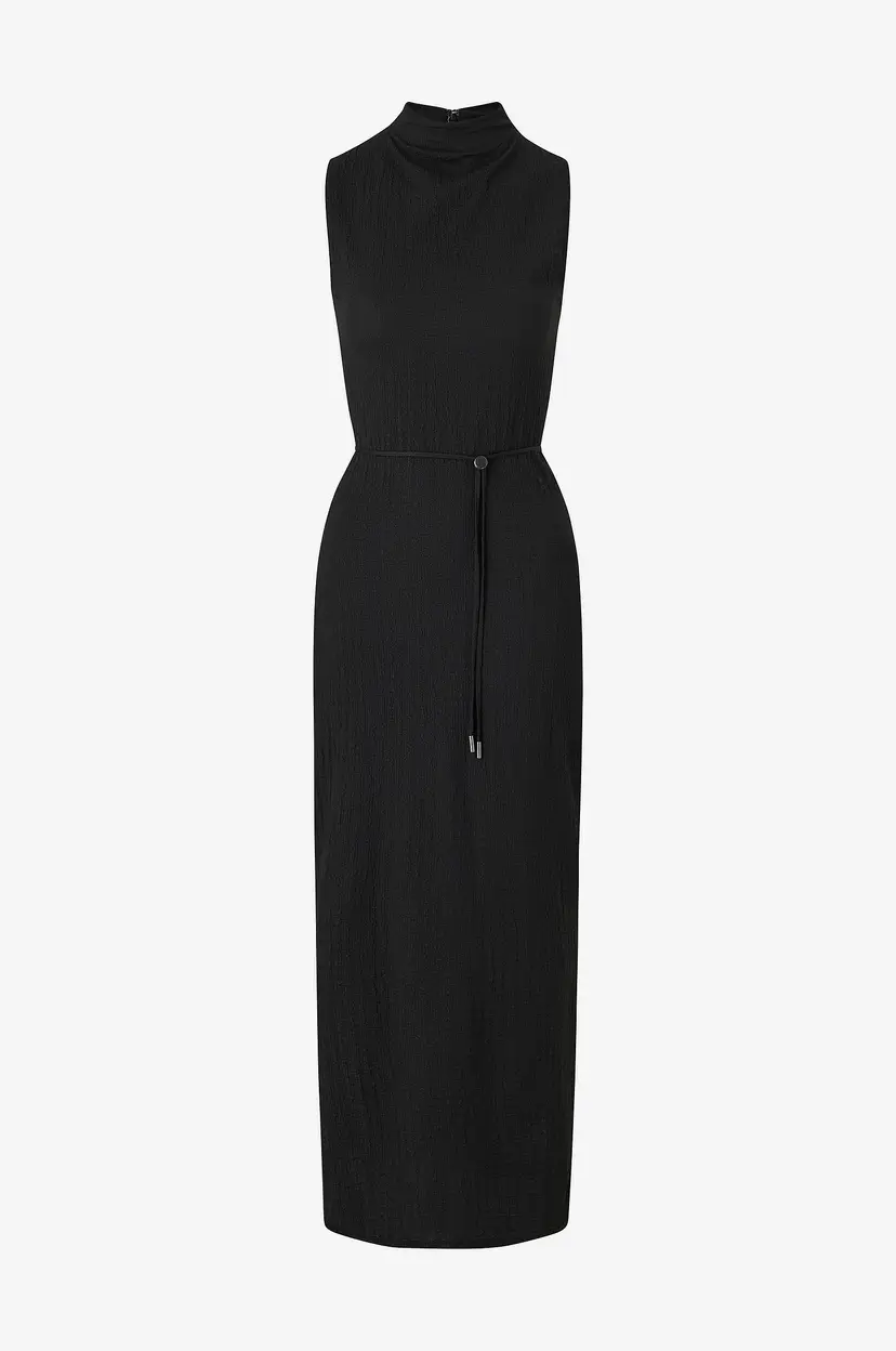 Calvin Klein Maxikjole Crinkle Jersey Ankle Dress - Svart