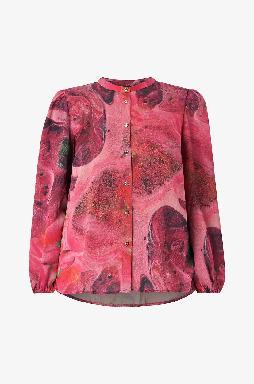 NO. 1 BY OX Bluse Shirt LS w Puff Sleeves - Rosa
