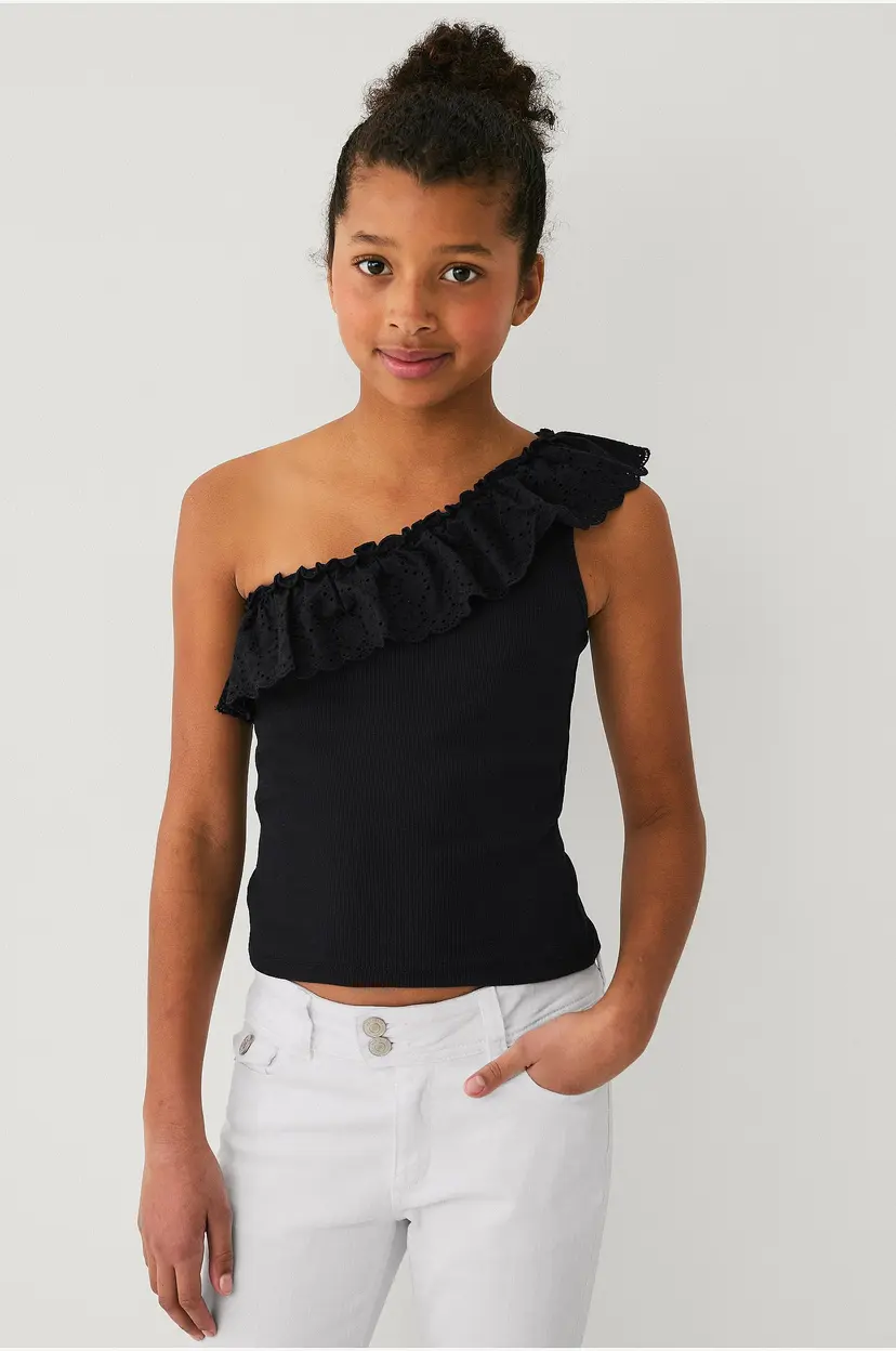 Ellos Collection Ribbestrikket topp Astrid - Svart