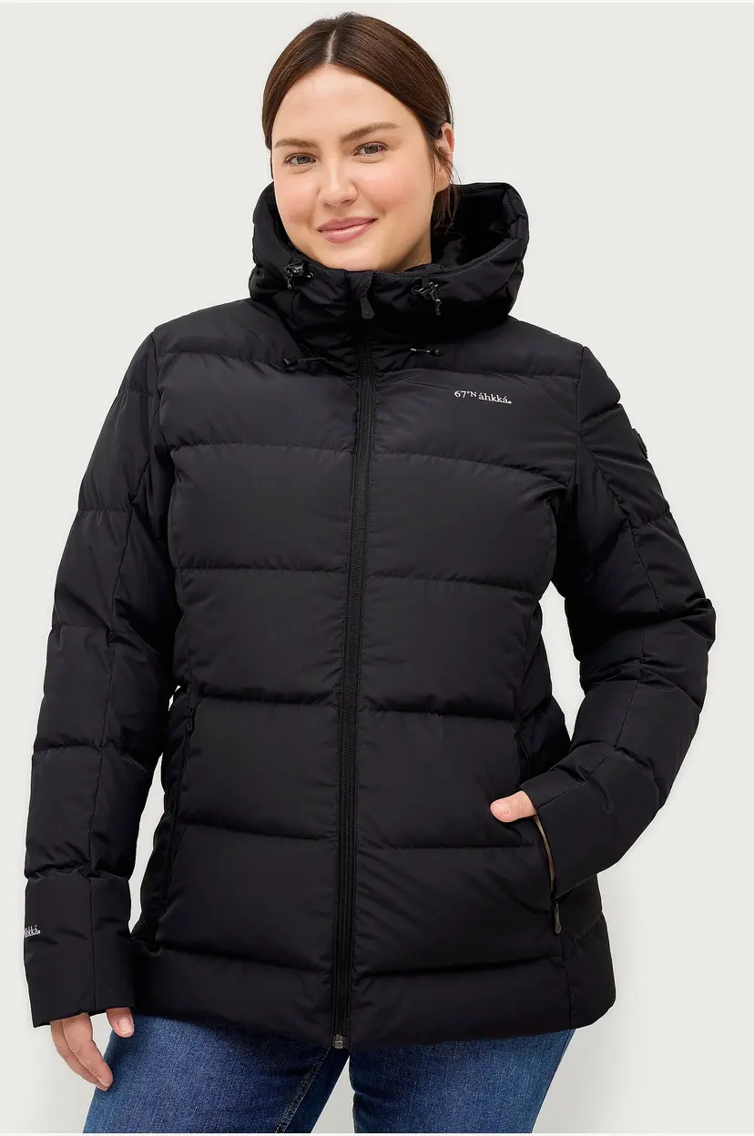 Áhkká Dun jakke Down Jacket w Hood - Svart