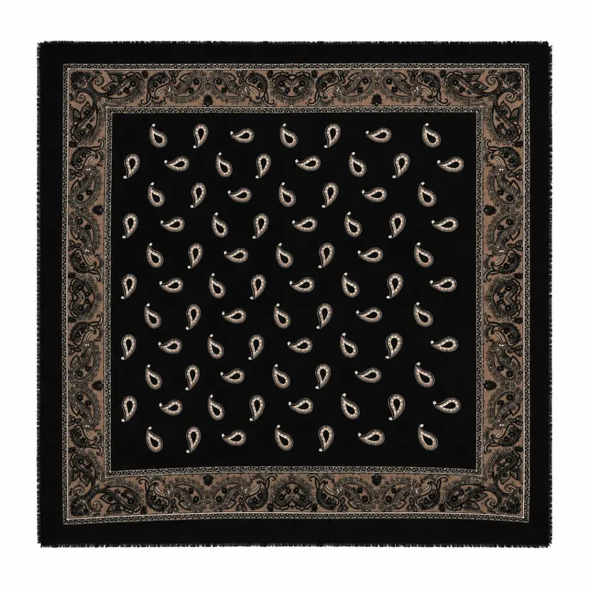 From Paris With Love Paisley scarf black 110x110
