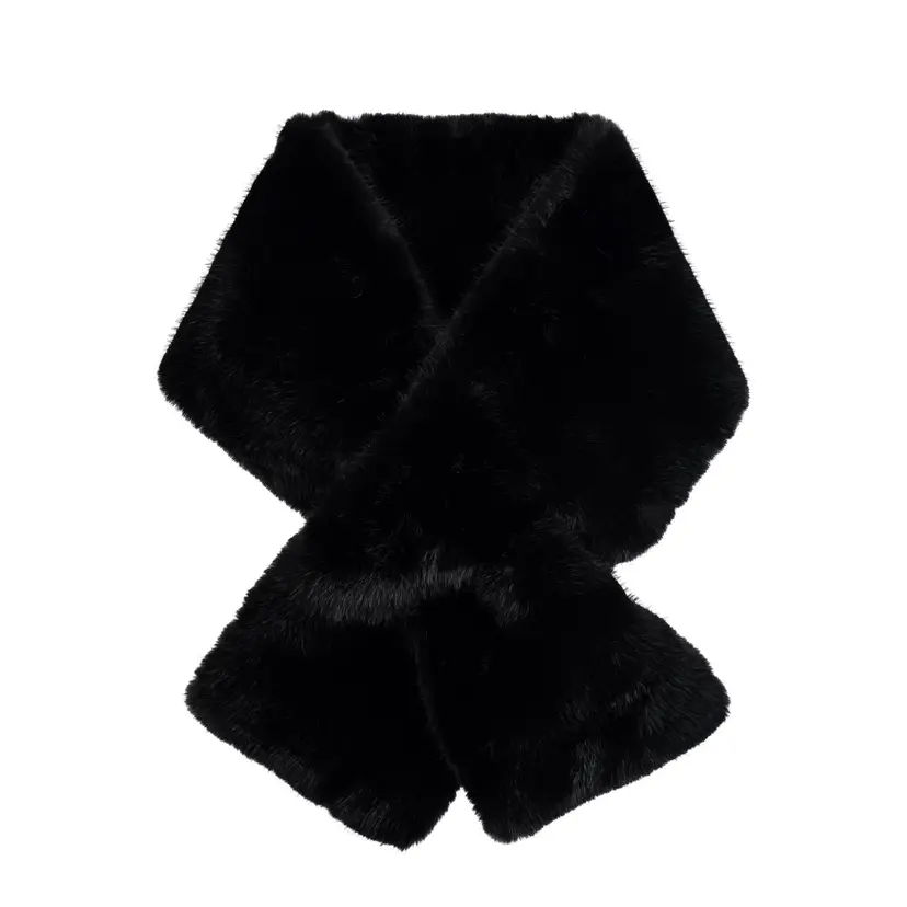Dark Faux Fur Mink Scarf Black