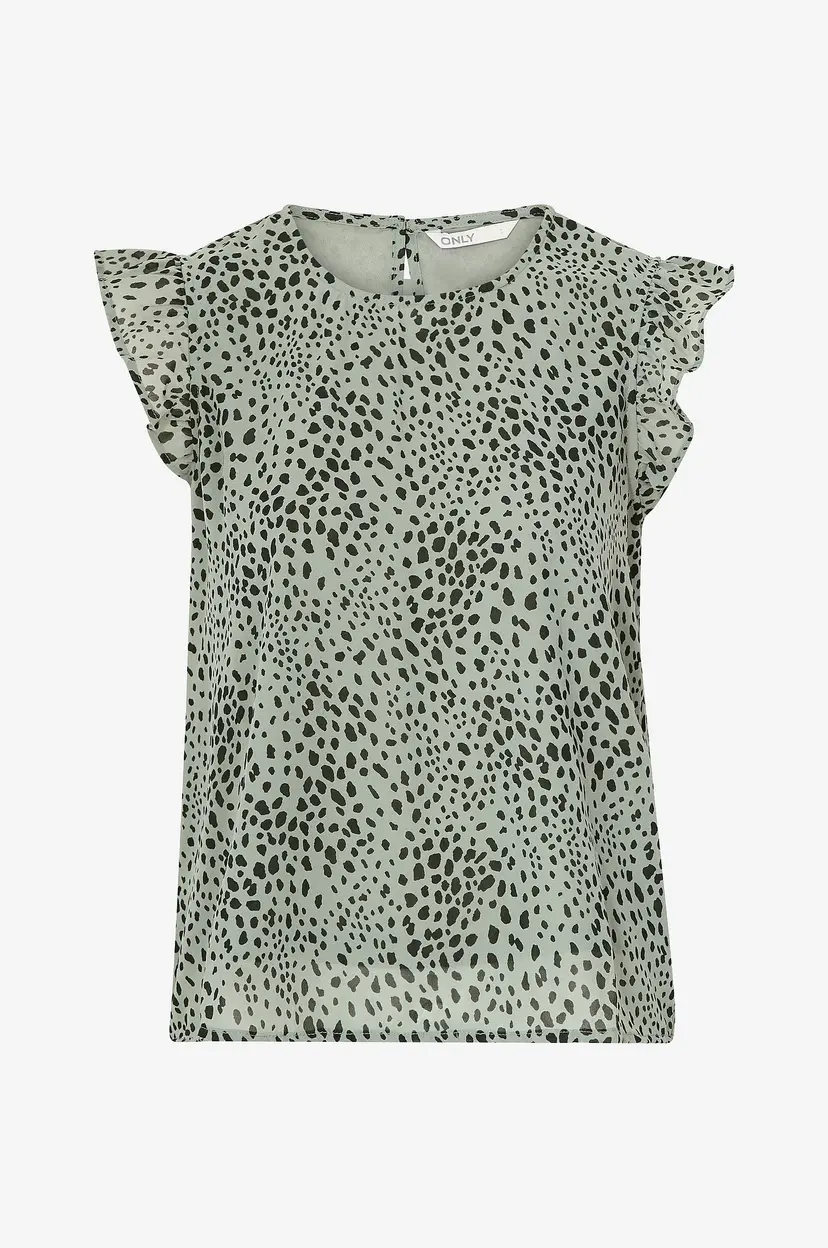 ONLY onlAnn Star S/L Frill Top - Grønn
