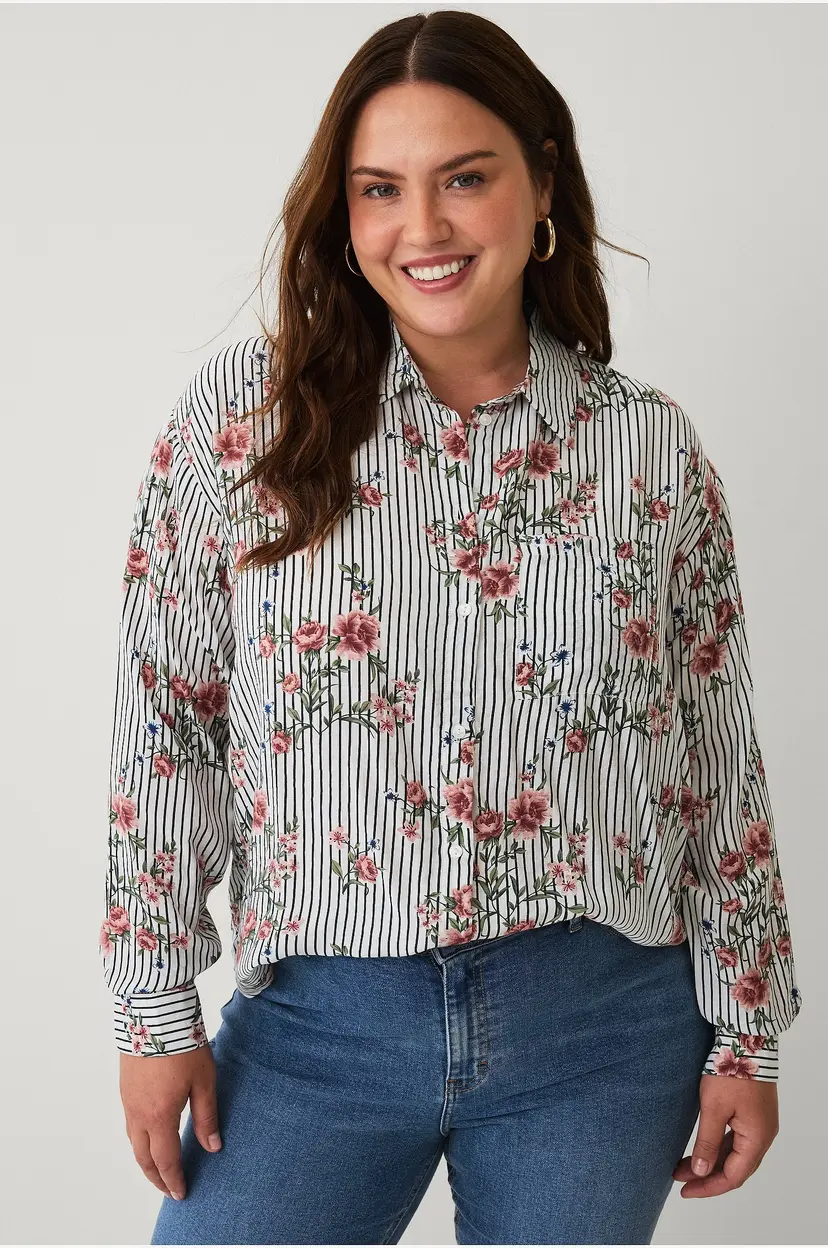 Zizzi Skjorte mFlorita L/S - Svart