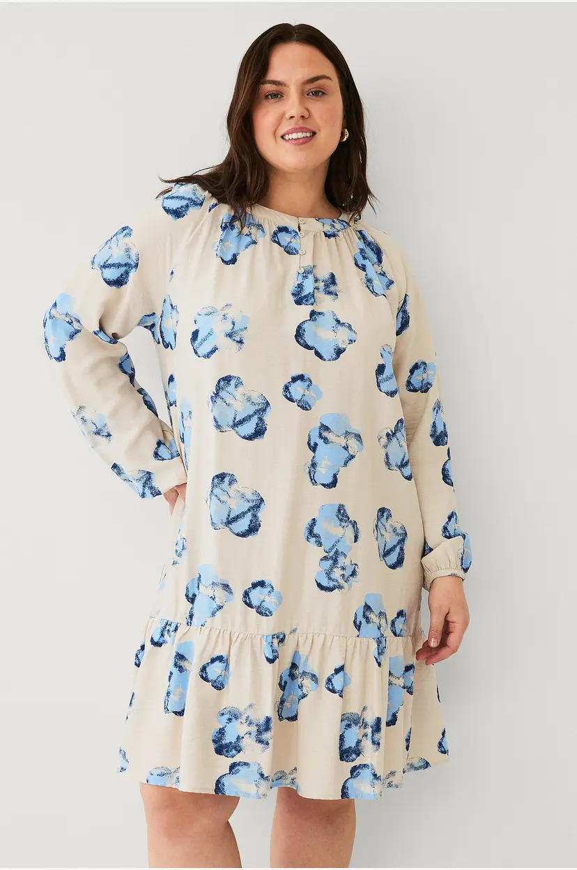 Zizzi Kjole vAva L/S Knee Dress - Hvit