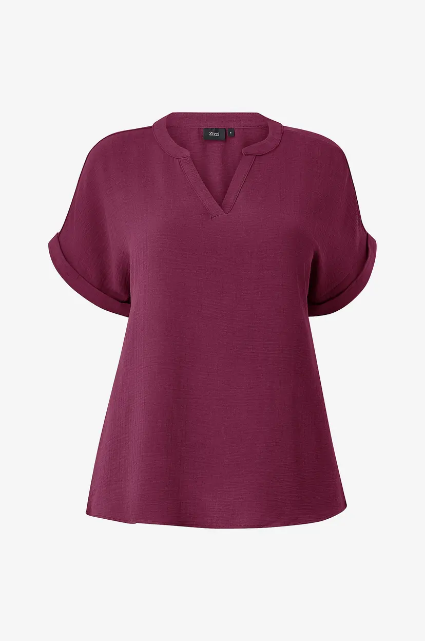 Zizzi Bluse Vnilla, S/s, Blouse - Rød