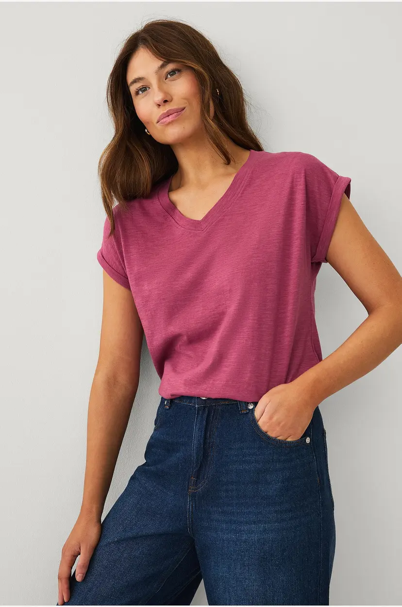Ellos Collection Topp med v-hals - Rosa