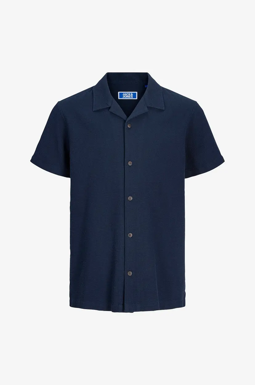 Jack & Jones Junior Skjorte jjGlobal Waffle Resort Shirt SS Jnr - Blå
