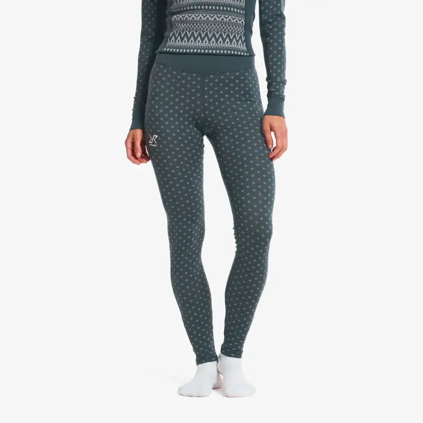 RevolutionRace Route Merino Warm Graphic Base Layer Pants Dame India Ink/Alloy Grey