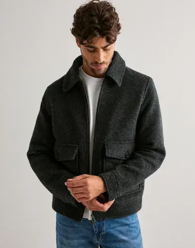 Selected Men Selected Men Slhjakob Wool Blend Jkt Skjortejakker Grå