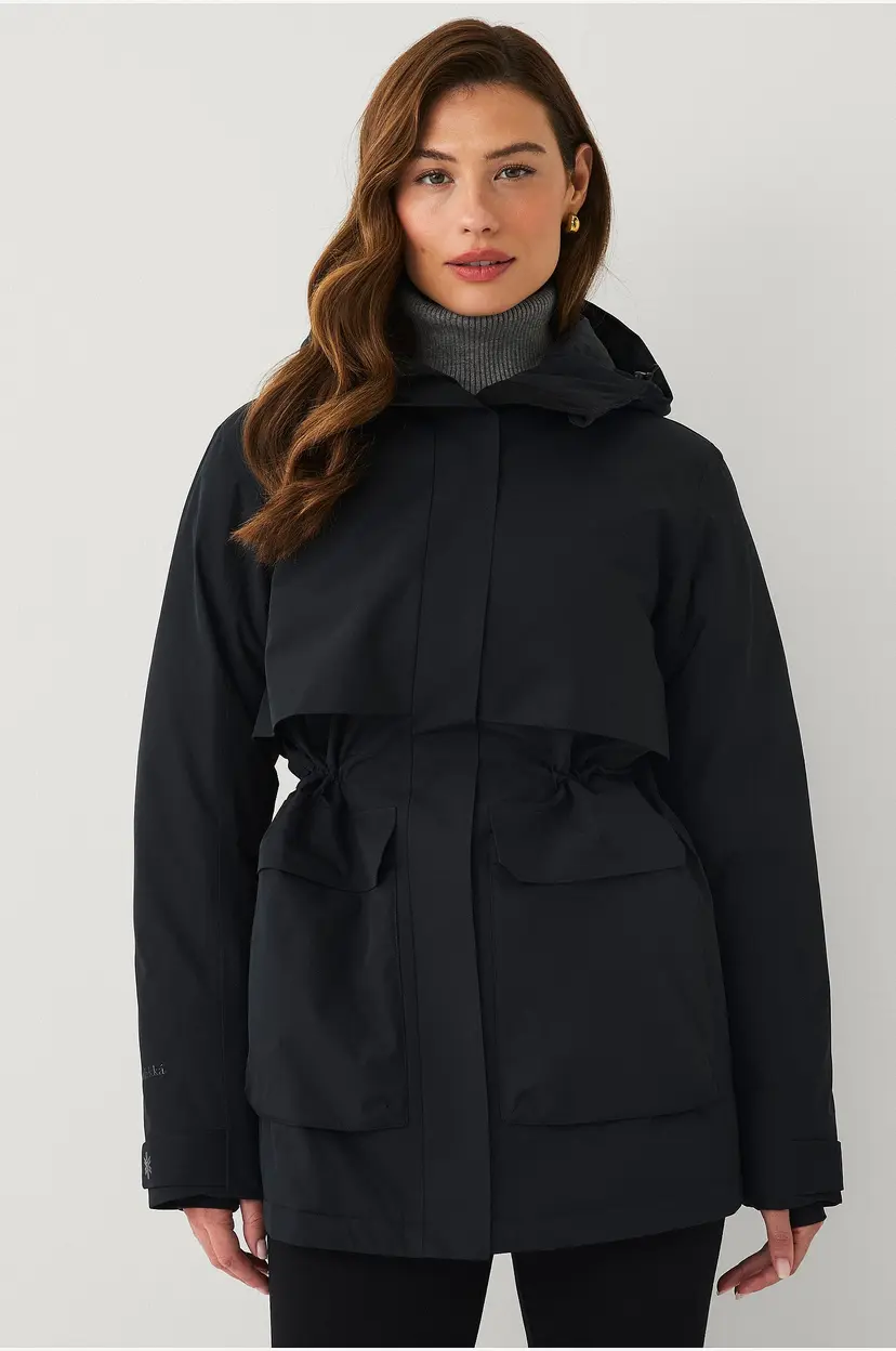 Áhkká Parka Padded Parka W Adjustable Waist - Svart