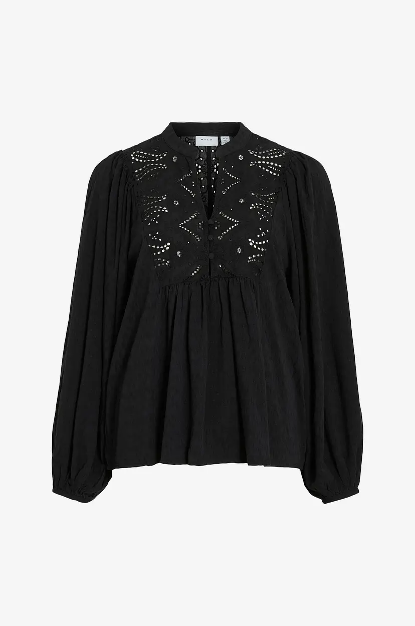 Vila Bluse Vityra L/S Lace Top - Svart