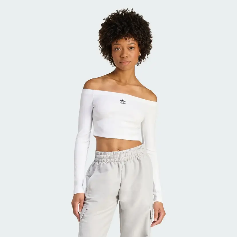 Adidas ESSENTIALS RIB OFF SHOULDER LONGSLEEVE T-SKJORTE