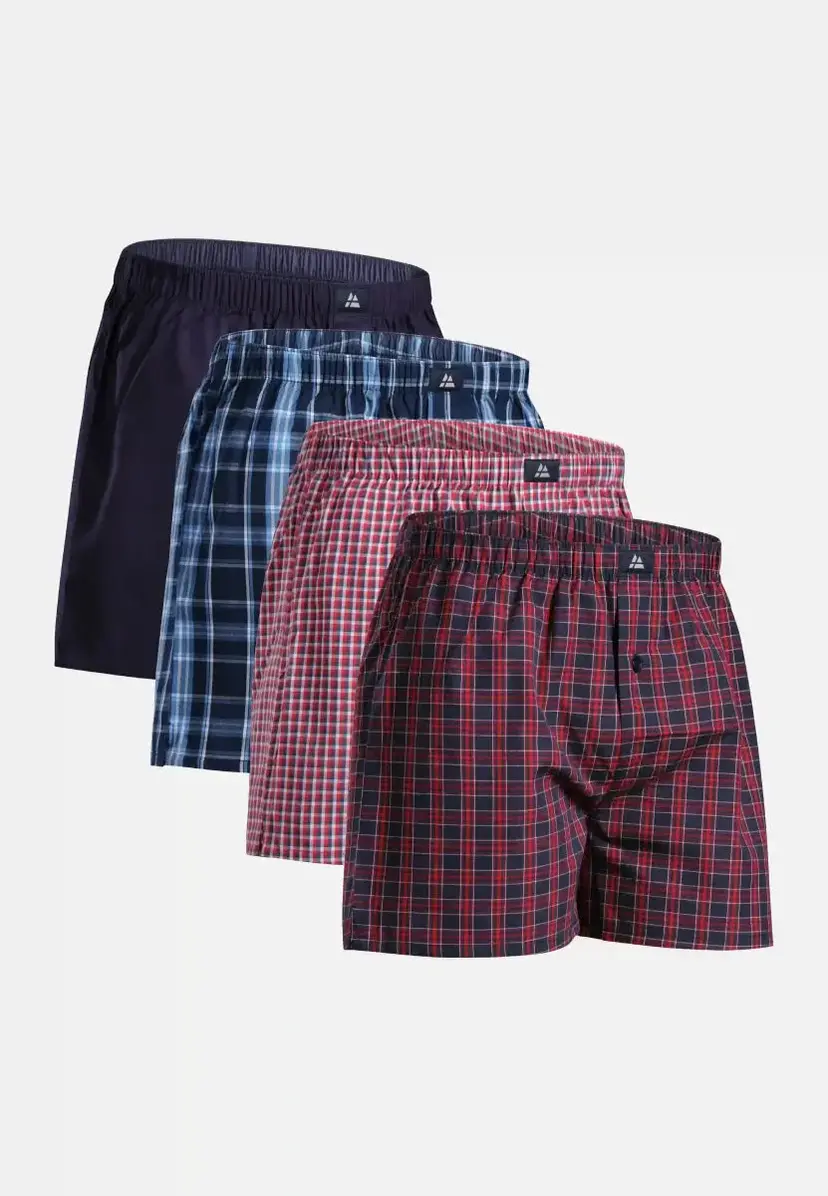 DANISH ENDURANCE DANISH ENDURANCE ORGANIC WOVEN BOXERSHORTS Blå/Rød 4XL