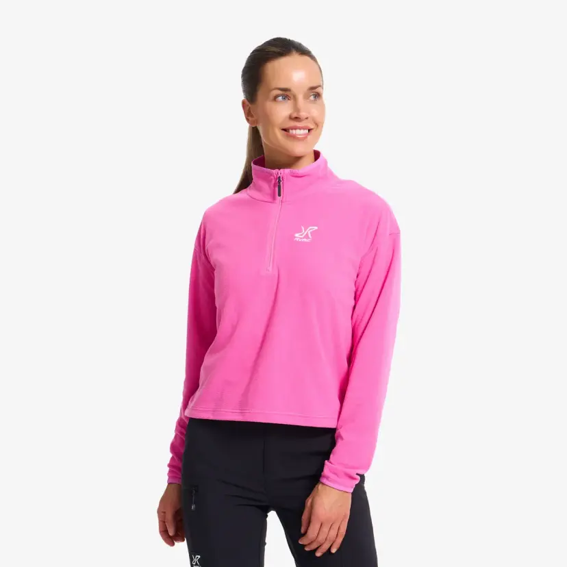 RevolutionRace Hiker Cropped Half-zip Fleece Dame Phlox Pink