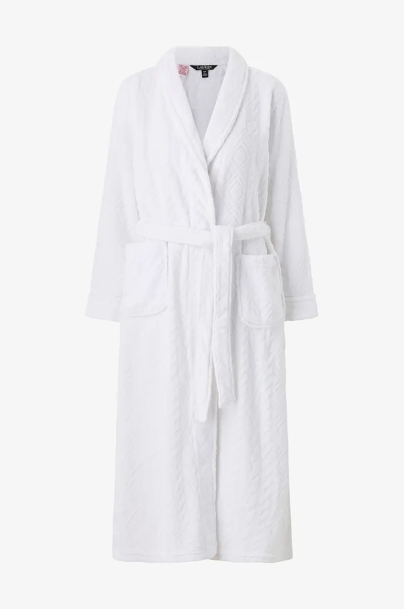 Lauren Ralph Lauren Morgenkåpe LRL L/s shawl collar long robe - Hvit