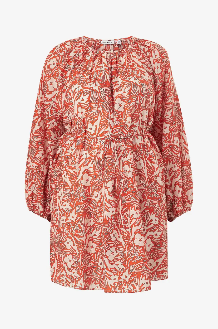 Tommy Hilfiger Curve Kjole Crv CO Silk Voile Knee Dress - Flerfarget