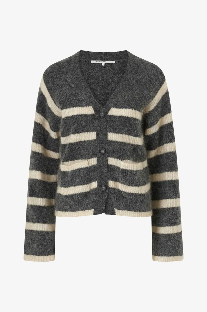Second Female Kardigan Ovalis Knit Wide Sleeve - Svart