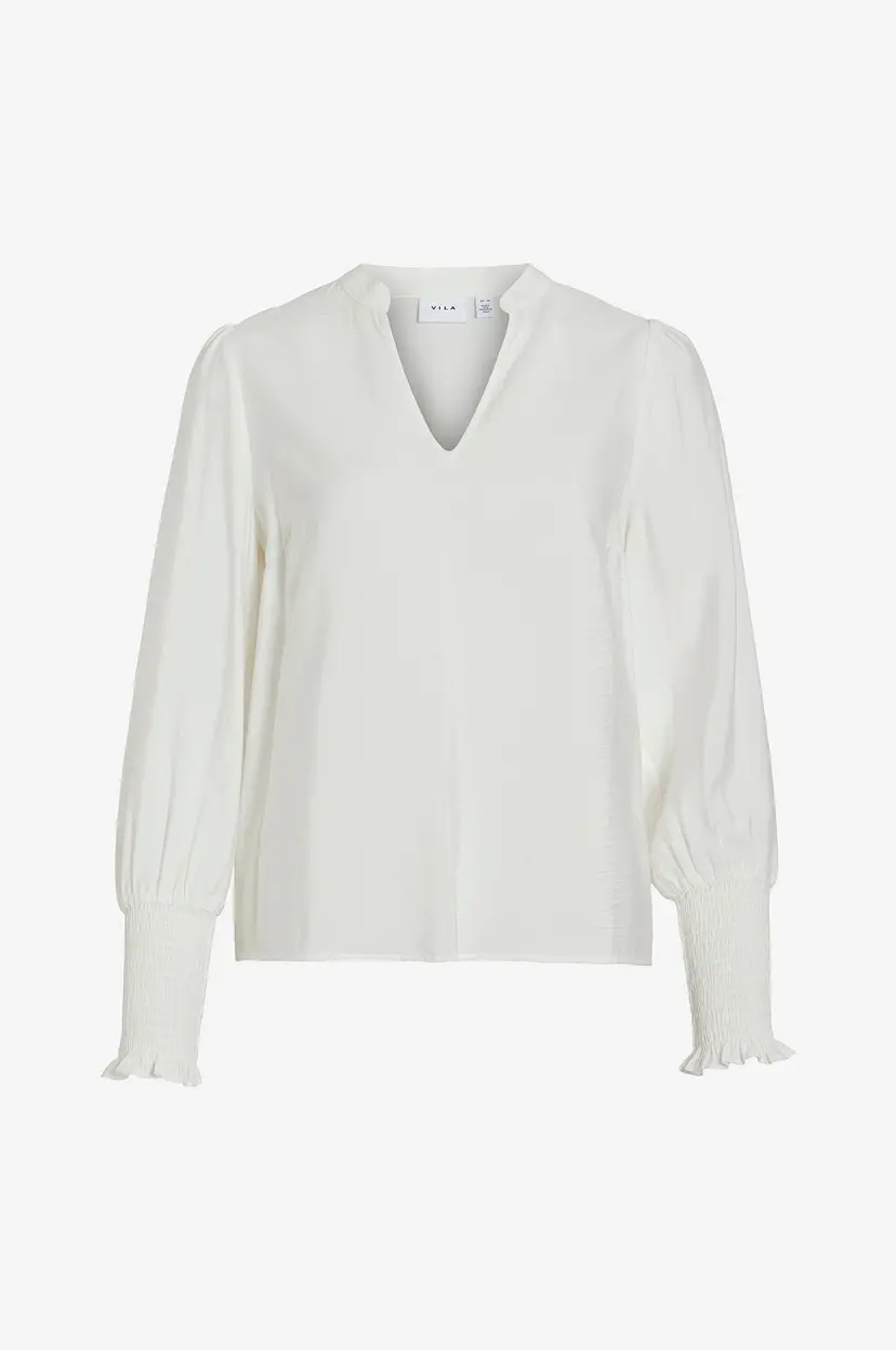 Vila Bluse viEllo V-neck L/S Top - Hvit