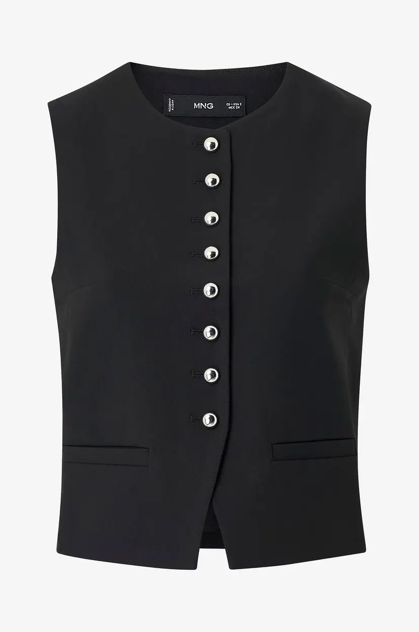 Mango Vest Waistcoat Gabo - Svart
