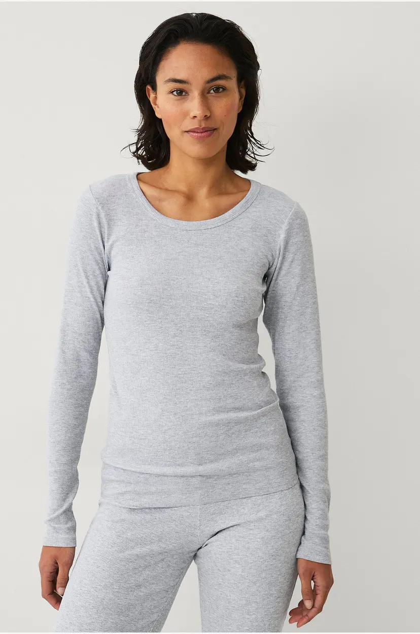 Ellos STUDIO Yogatrøye LS Tee Soft Rib - Grå