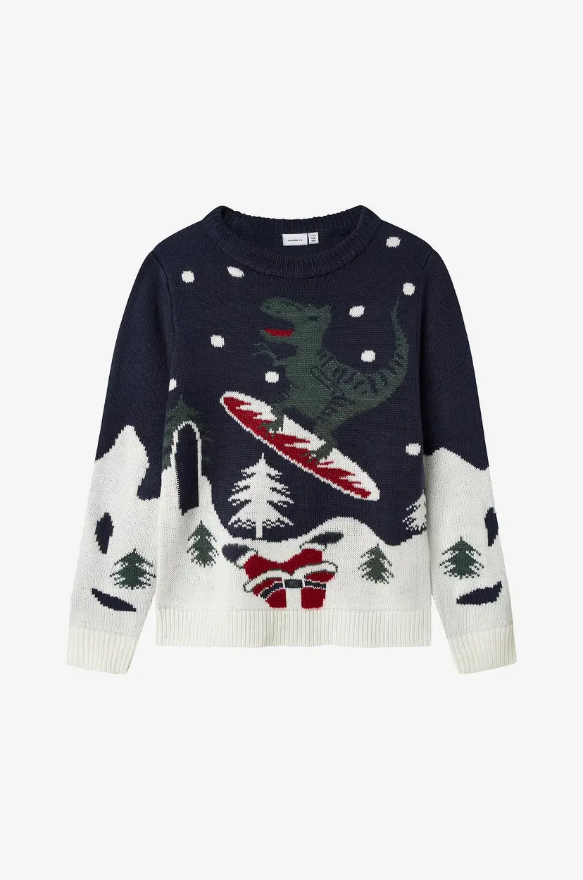 NAME IT Genser nknRebo LS Knit Box - Blå