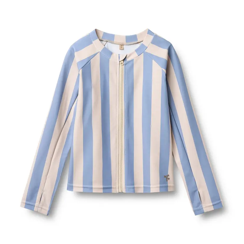 Wheat Wheat Bade-T-Shirt Med Glidelås Ada  Bold Blue Stripe (92 / 2 år)