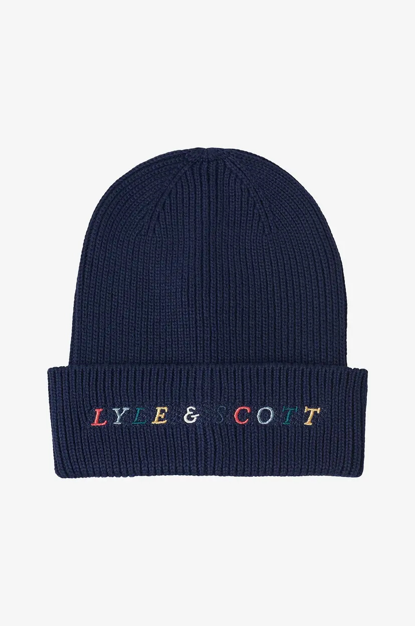Lyle & Scott Lue Multi Colour Embroidery Beanie - Blå